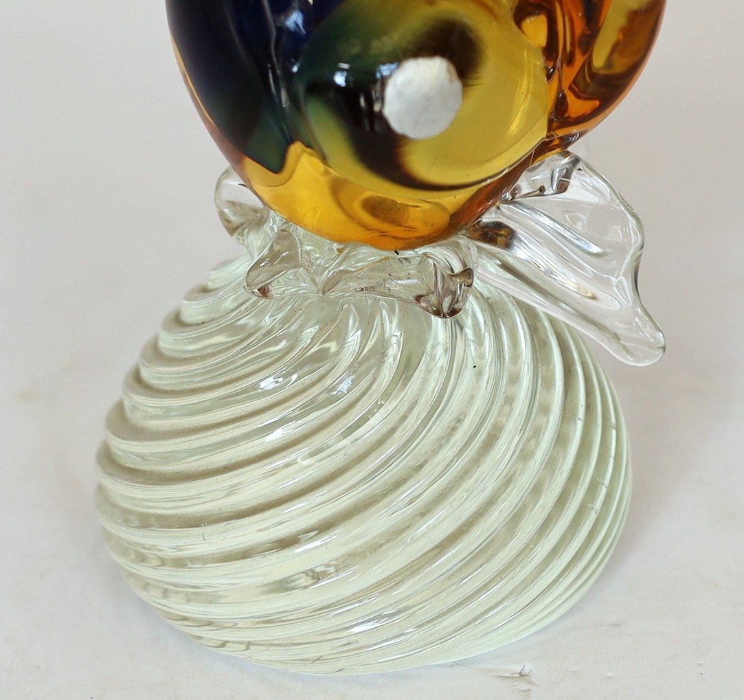 A Venetian Murano glass cockerel table lamp, height 32cm to base of bulb holder